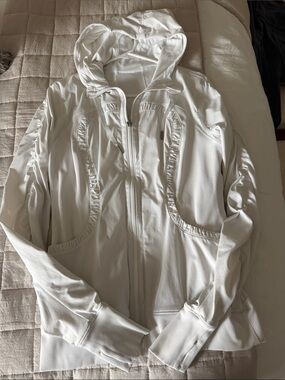 lululemon athletica White Hooded Zip-Up Jacket- reversible - worn a few times